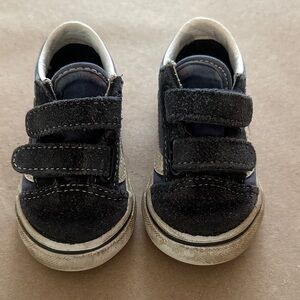 Vans Kids Black and White Velcro Sneakers